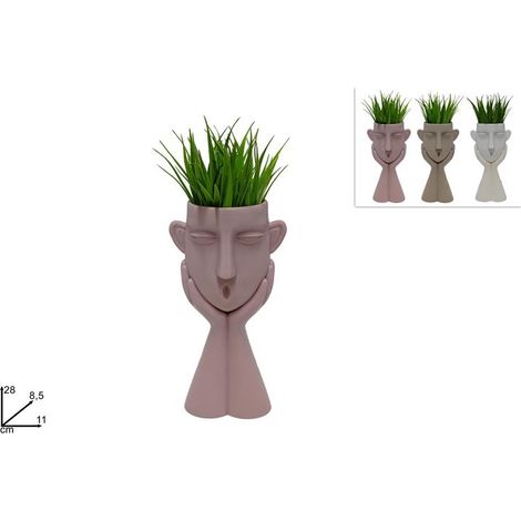 Vaso Decorativo Casa con Viso e Mani + Pianta Grassa 28 x 11 x 8,5 cm Vari Colori (1/2)