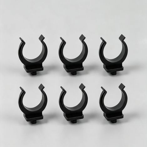 Lot de 6 pinces de fixation en plastique noir en forme de U, supports pour fixer des étagères et des meubles de rangement, accessoires pour l'installation à la maison (1/5)