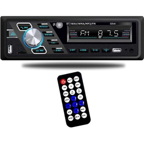 Autoradio 24V Lecteur MP3 stéréo Bluetooth prend en charge les appels mains libres FM Deux ports USB TF AUX IN Fonction de lecture de fichier d'assistance vocale avec prise ISO et télécommande (1/4)