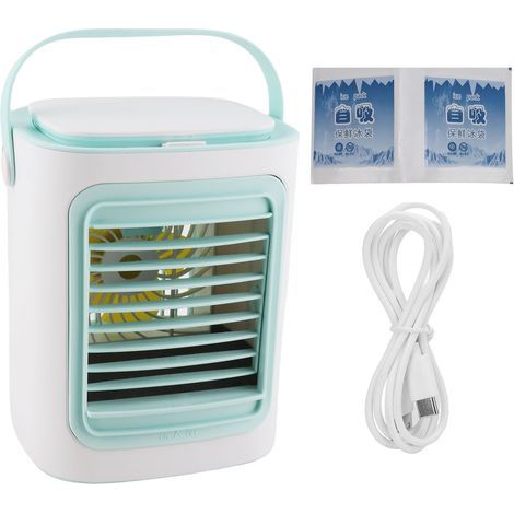 Portable Fan with USB Air Conditioning, Quiet Operation, 3 Speeds, and Colorful Lights for Office and Bedroom (1/5)