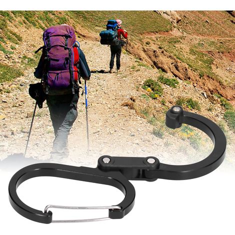 Mittlerer D-Karabiner, multifunktionale Schnellverschlussschnalle aus Aluminiumlegierung für Outdoor-Ausrüstung, schwarz. (1/5)