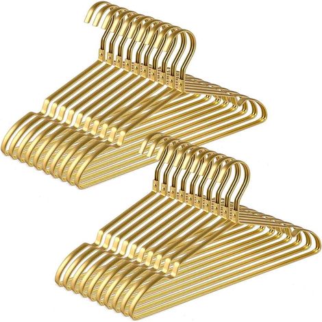 Lot de 20 Cintres, Aluminium, Doré mat, 41,9 cm, Anti-déformation, Pour armoire (1/5)