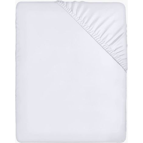 Drap housse blanc 140x200cm - microfibre brossée 35cm matelas épais (1/4)