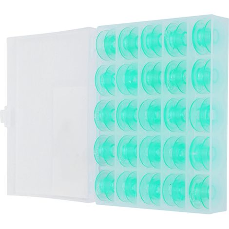 25 Bobines de Fil à Coudre Vertes en Plastique avec Boîte de Rangement pour Machine à Coudre et Broderie (1/5)
