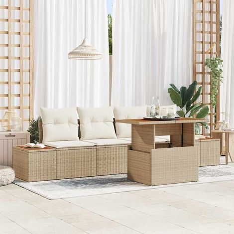 vidaXL Gartensofa-set 5 Stk. Beige und Creme (1/5)