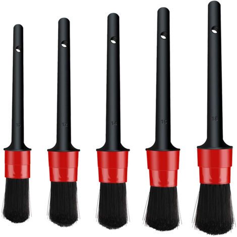 Lot de 5 brosses de nettoyage pour voiture, pour nettoyer les roues, les pneus, l'intérieur, l'extérieur, le cuir, les aérations (1/5)