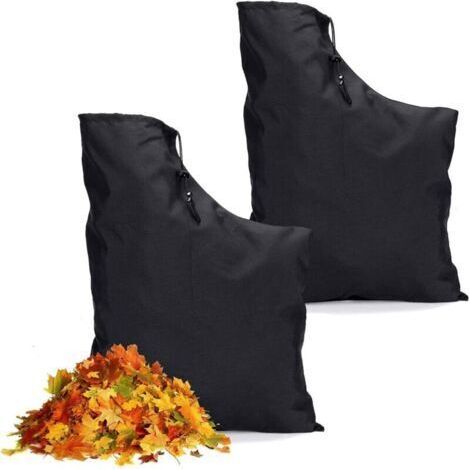 2 Pièces Sac pour Aspirateur Souffleur, Sac Aspirateur de Souffleur Feuilles Universel Réglable Sacoche Collection avec Cordon de Serrage, pour Feuilles Jardin Pelouse Patio Cour (Noir)