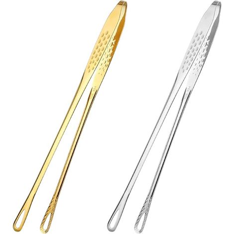 Pinces de cuisine en acier inoxydable, lot de 2 pinces de 27,5 cm avec poignées moletées, pinces à barbecue, pinces alimentaires pour la préparation de repas de famille, brochettes, etc. (1/5)