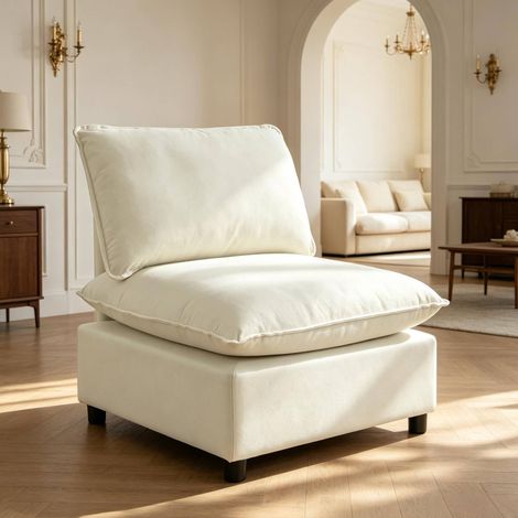 Sessel 1-Sitzer cremefarben, breite Sitzfläche, dicke Kissen, 74 x 85 x 78 cm HAVRYA (1/5)