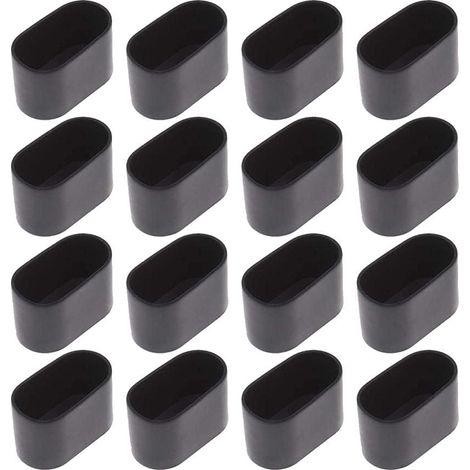 16 pcs Chaise Jambe Cap Chaise Jambe Protection Sol Protection Pied Caps pour Chaise Pliante Tube Ovale, en Plastique (Noir16 pièces / 20x40mm) (1/5)
