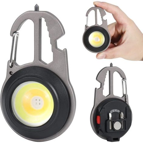 Mini lampe de poche LED, porte-clés Lampe de travail portable 800 lumens Lampe de poche LED, 7 modes, rechargeable et étanche, éclairage de secours étanche Gadget pour le terrain [Classe énergétique A