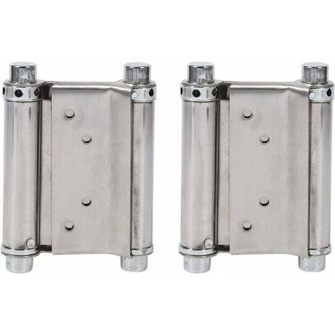 2Pcs Charnières À Ressort Double Action en Acier Inox Charnières de Porte de Saloon Gond Porte Battante, XU, Capacité de Charge Jusqu'à 15 Kg - KZQ (1/4)