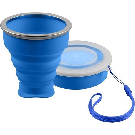 Tazza da viaggio pieghevole in silicone, 210 ml, ideale per campeggio e viaggi. (1/5)