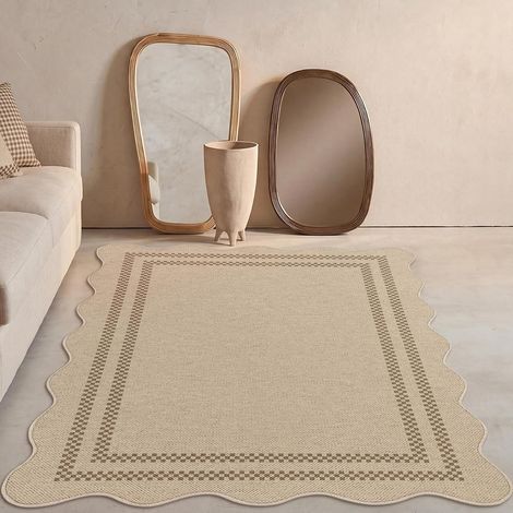 Tribesigns Tapis lavable pour salon, terrasse, chambre à coucher, salle à manger, jardin ou bureau - Motif géométrique - Certifié Öko-Tex - Marron - 160 x 230 cm (1/5)