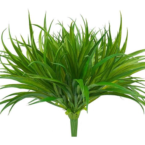 6 pcs Gazon Artificiel Faux Plantes 43 cm En Plein Air En Plastique Plante Anti-UV Verdissement Faux Gazon Pour La Fenêtre De La Maison (1/5)