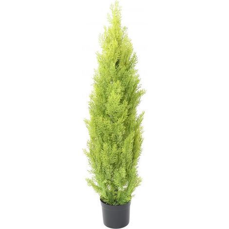 Plante artificielle haute gamme Spécial extérieur / Cyprès artificiel coloris vert/jaune - Dim : 125 x 25 cm (1/3)