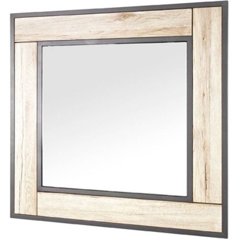 Miroir Mural "Anabelle" 70cm Chêne & Gris (1/2)