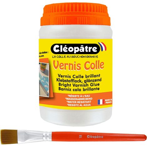 Vernis Colle Transparent Brillant 250g avec Pinceau Brosse Plate Tous Supports Loisirs Créatifs Fabrication Française (1/4)