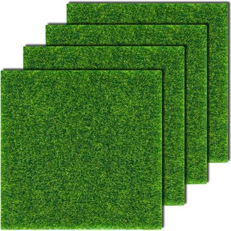 4 PCS Tapis de Gazon Artificiel, Miniature Mousse, Gazon Synthétique Décoratif, pour Intérieur et Extérieur, Décoration de Jardin Miniature Micropaysage Terrasse, Jardin, Pelouse (15x15cm) (1/5)