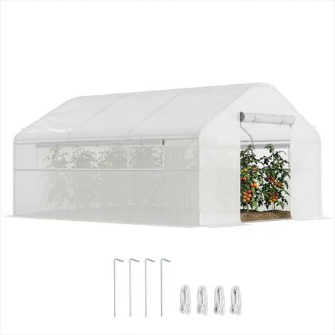 Serre de jardin tunnel 4 x 3 x 2m avec portes enroulables et PE (1/5)