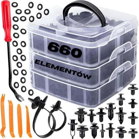 Clips, goupilles et attaches pour garniture de siège auto, kit de 630 pièces + extracteurs (1/5)