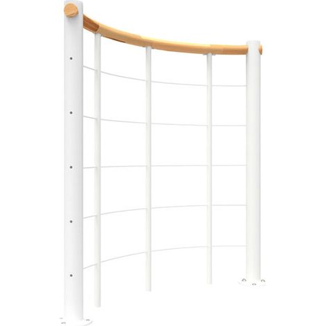 Rundes Brüstungsgeländer - Weiß - Thermolackierter Stahl - Länge 1m - Handlauf aus Holz - Ø 120cm - RE-U-SLM-BH-120