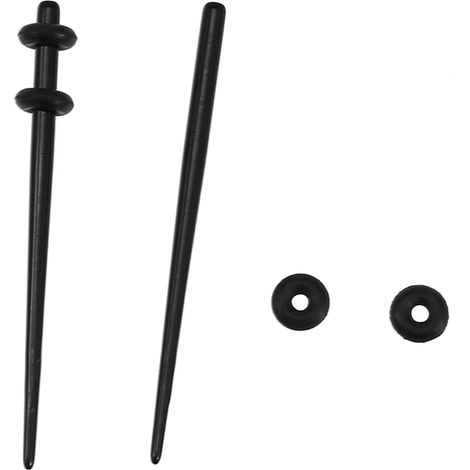 Lot de 2 bouchons d'oreille en acrylique, bouchons d'oreille, écarteurs coniques, kit d'écarteurs d'oreille avec joint torique (noir) (1/3)