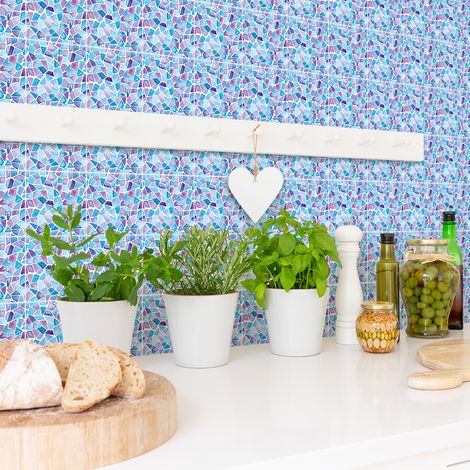 Sticker Mural Carrelage adhésif Cuisine Salle de Bain - 9 STICKERS CARRELAGES TERRAZZO UZZIEL - 9stickers15x15cm (1/5)