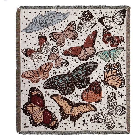 1 Piece 160x130cm Knitted Butterfly Plaid Blanket Decorated with Fringes Bohemian Simple Soft Comfortable Protect Against Cold for Sofa Couch Chair Rest and Nap
