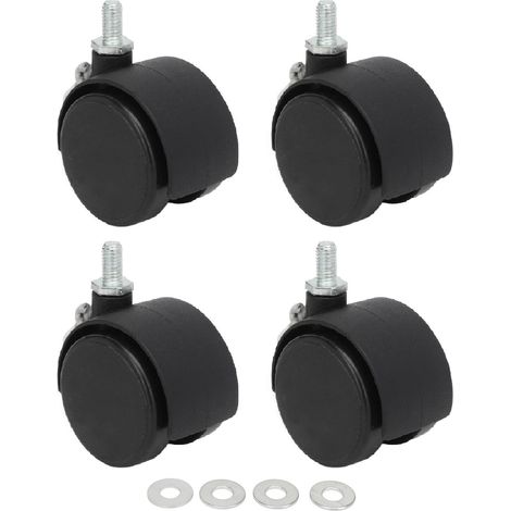 4 Roulettes pivotantes à double roue pour meubles, bureaux, armoires et étagères - Rotation 360° et répartition uniforme de la charge (1/5)