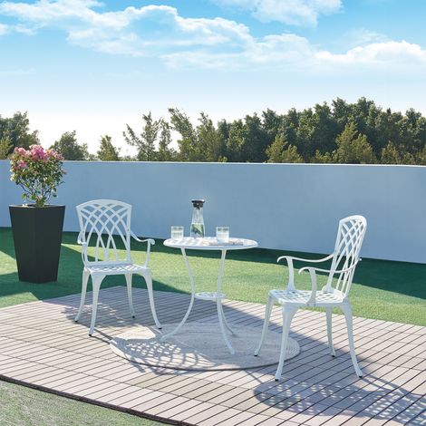 Set bistró de 3 piezas Vena aluminio fundido Blanco [casa.pro] (1/5)