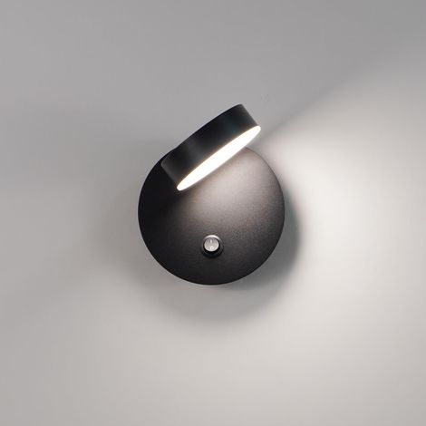 Applique Murale Intérieure LED 350° Rotative avec Interrupteur,Lampe de Lecture Moderne,3 Températures de Lumière (Chaude/Blanche/Naturelle) pour Chambre,Salon & Table de Nuit(Noir)