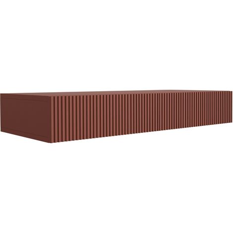 Coiffeuse suspendue avec deu× tiroirs, façade rainurée - Couleur : rouge brique, 100 × 40 × 16 cm