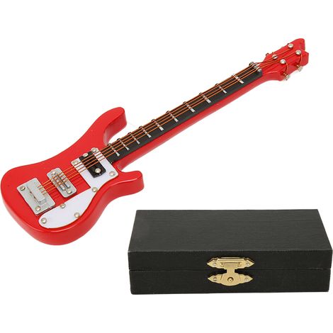 Broche artisanale guitare basse électrique miniature rouge coins arrondis instrument de musique pour passionnés de musique (1/5)
