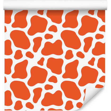 Papier peint à motifs de vaches, coloris pêche, blanc et crème, pour salon et chambre, 50 x 1000 (1/5)