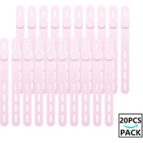 20er-Pack wiederverwendbare, waschbare Kabelbinder aus Silikon mit Verschlussschnalle, verstellbare Befestigungsgurte, hochelastischer Mehrzweck-Kabel-Organizer (Pink) (1/5)