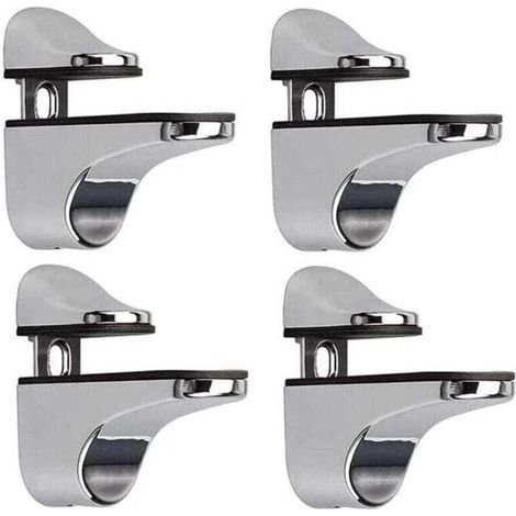 Support D'étagère en Verre Réglable, 4 Pcs Support D'étagère en Verre, Pince en Verre à Fixation Murale, Support pour Étagères en Verre, pour Tablette Verre (1/4)