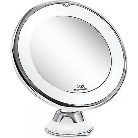 Miroir de maquillage grossissant 10x avec lumières, grossissement cosmétique Portable éclairé par Led (1/5)