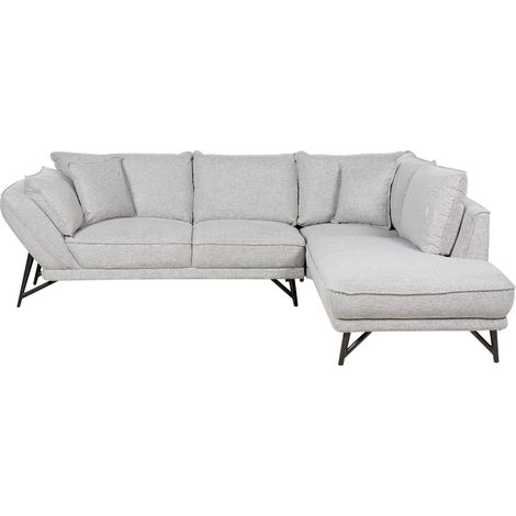 Corner Sofa 3 Seater ELGA Linen Light Grey Left Hand (1/5)
