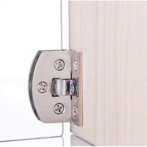 par de bisagras para puertas de cristal para vitrinas, vinotecas, bisagras de clip, repuestos, aptas para cristal de 5-6 mm de grosor, color plata. (1/5)