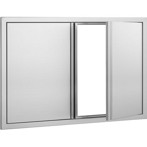 Porte d'accès BBQ 914x610 mm, acier inoxydable, encastrée, poignées creusées, pour îlot BBQ et station de grill, montage mural vertical. (1/5)
