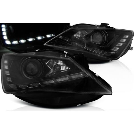 Paire de feux phares Seat Ibiza 6J de 2012 a 2015 Daylight led DRL noir-27361785