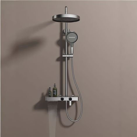 Largeight – Colonne de douche mécanique effet pluie – Cuivre avec technologie Mr Jet – Buse en silicone pour nettoyage facile – Réglable en hauteur (1/4)