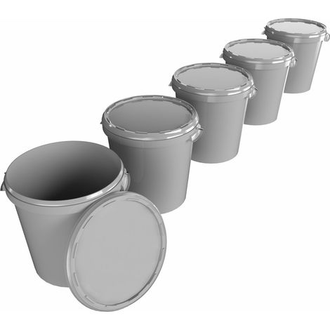 5x Seau Hobbock avec couvercle 31,5 L, qualité alimentaire Gris
