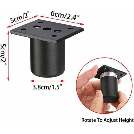 4pcs Pieds de Meuble Ajustable Pieds de lit rehausser Le Meuble Pied en Alliage d'aluminium pour sommier,Armoire,Table ( Étiquette (1/5)