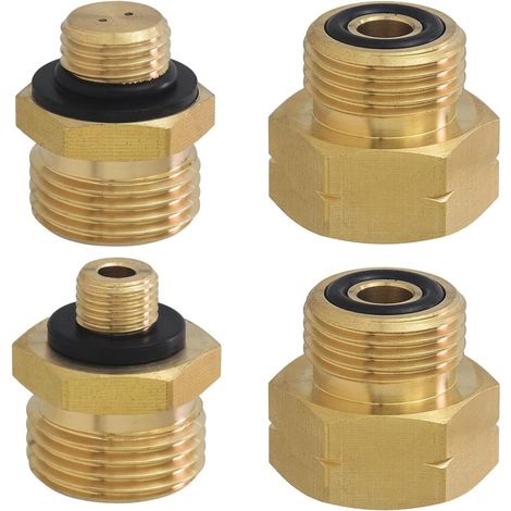Set de 4 adaptateurs de bouteilles de gaz, adaptateurs de gaz pour bouteilles de gaz Europe, set d'adaptateurs de gaz pour camping Europe, pour la connexion de régulateurs de pression sur des (1/5)