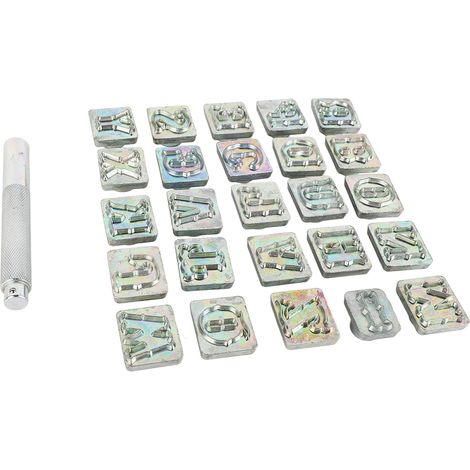 Outils de marquage du cuir, manche antidérapant en acier inoxydable, utilisation facile, jeu de tampons lettres majuscules pour ceinture, portefeuille et vêtements (1/5)