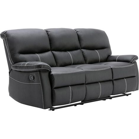 Divano 3 posti relax in Similpelle Nero - CANBY