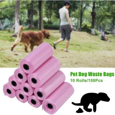 Sac poubelle pour chien - TIP - 10 rouleaux de 150 sacs en plastique de déchets de chien rose - 3322cm (1/4)