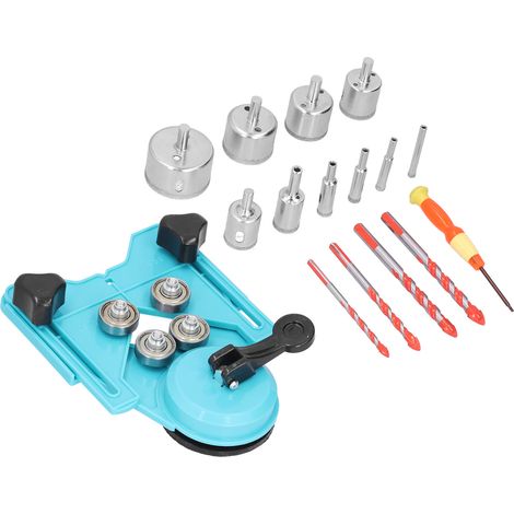 16 Pièces Trépan Diamanté 6-50mm Scie Cloche pour Carrelage Bois Kit Perçage Bleu Clair (1/5)